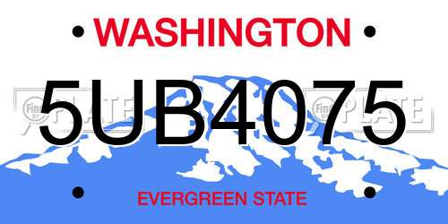 5UB4075 Washington License Plate