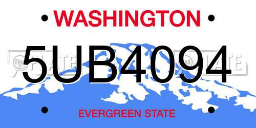 5UB4094 Washington License Plate