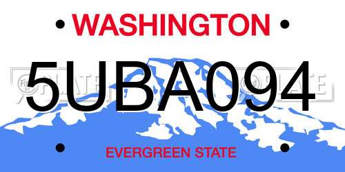 5UBA094 Washington License Plate