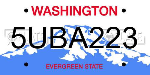 5UBA223 Washington License Plate