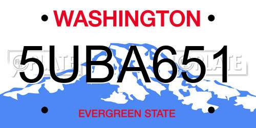 5UBA651 Washington License Plate