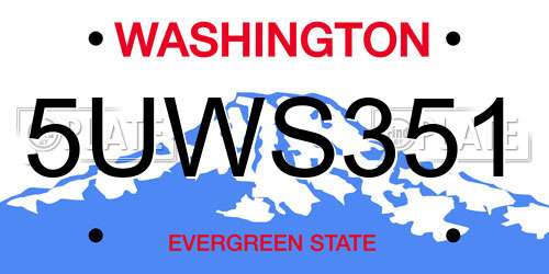 5UWS351 Washington License Plate