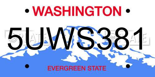 5UWS381 Washington License Plate