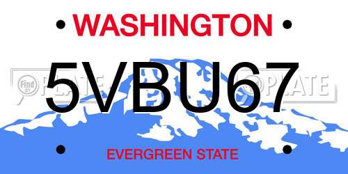 5VBU67 Washington License Plate