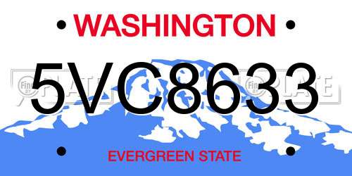 5VC8633 Washington License Plate