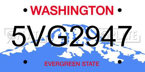 5VG2947 Washington License Plate