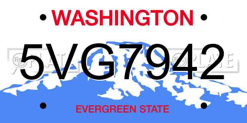 5VG7942 Washington License Plate