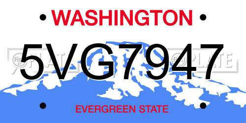 5VG7947 Washington License Plate