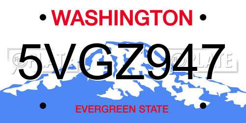 5VGZ947 Washington License Plate
