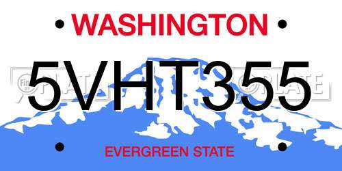 5VHT355 Washington License Plate
