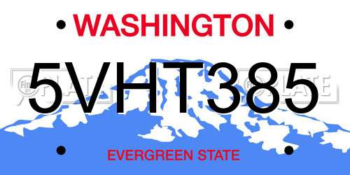 5VHT385 Washington License Plate