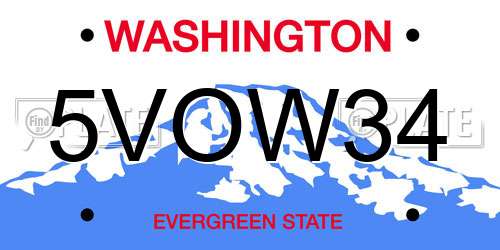 5VOW34 Washington License Plate