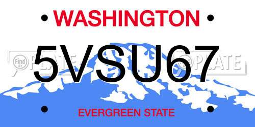 5VSU67 Washington License Plate