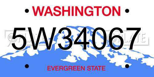 5W34067 Washington License Plate