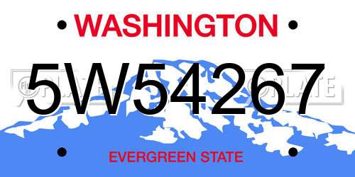 5W54267 Washington License Plate