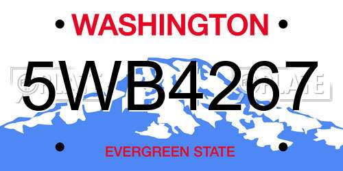 5WB4267 Washington License Plate