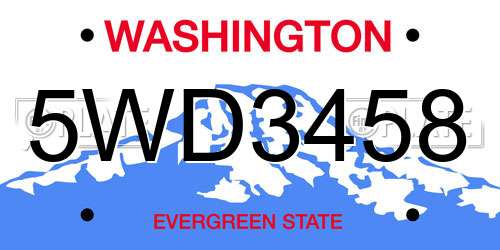 5WD3458 Washington License Plate