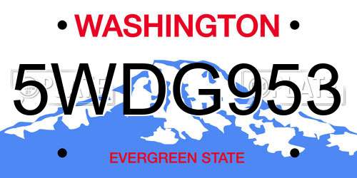 5WDG953 Washington License Plate