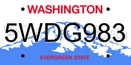 5WDG983 Washington License Plate