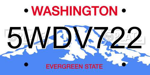 5WDV722 Washington License Plate