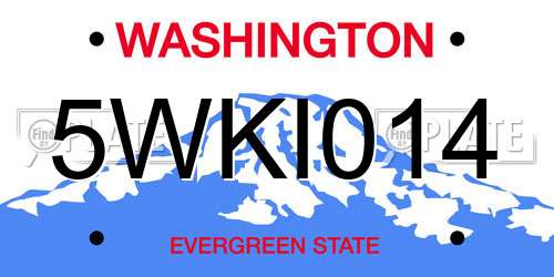 5WKI014 Washington License Plate