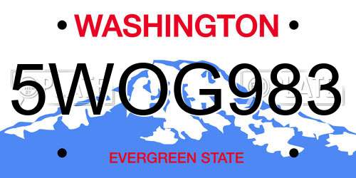 5WOG983 Washington License Plate