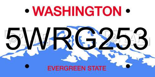 5WRG253 Washington License Plate