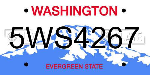 5WS4267 Washington License Plate