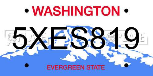 5XES819 Washington License Plate