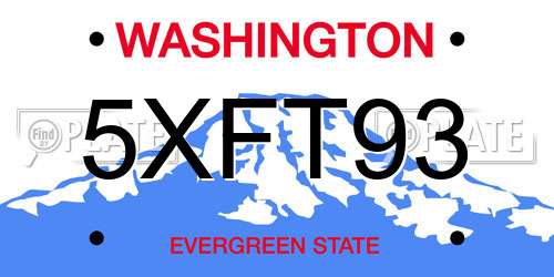 5XFT93 Washington License Plate