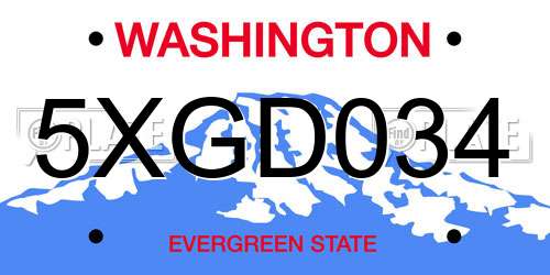 5XGD034 Washington License Plate