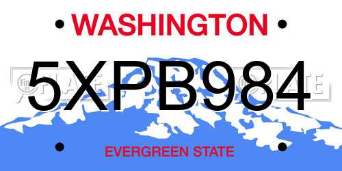 5XPB984 Washington License Plate