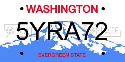 5YRA72 Washington License Plate