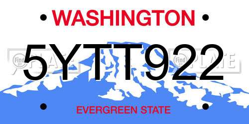 5YTT922 Washington License Plate