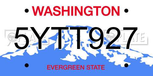 5YTT927 Washington License Plate