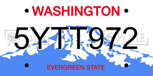 5YTT972 Washington License Plate
