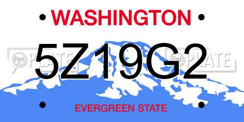 5Z19G2 Washington License Plate