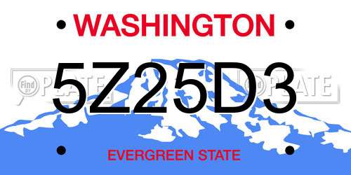 5Z25D3 Washington License Plate