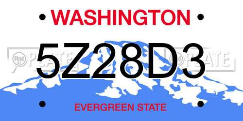 5Z28D3 Washington License Plate