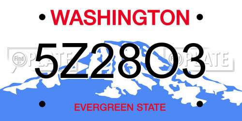 5Z28O3 Washington License Plate