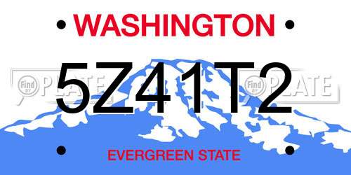 5Z41T2 Washington License Plate