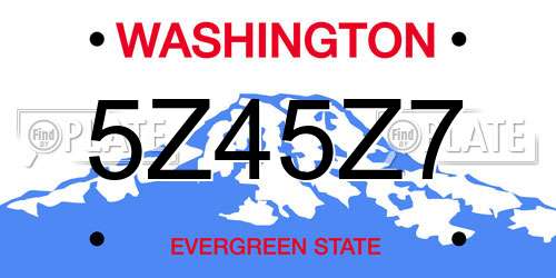 5Z45Z7 Washington License Plate