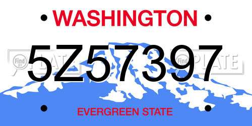 5Z57397 Washington License Plate