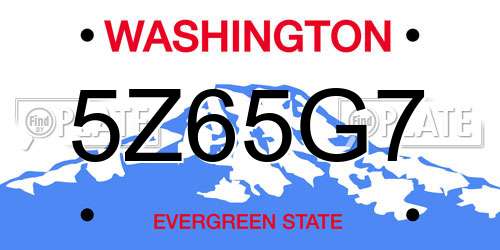 5Z65G7 Washington License Plate