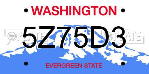 5Z75D3 Washington License Plate