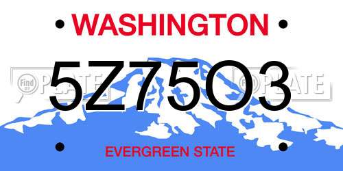 5Z75O3 Washington License Plate