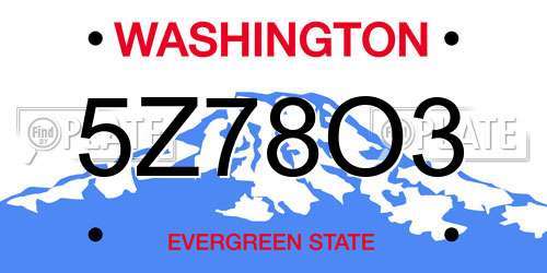 5Z78O3 Washington License Plate