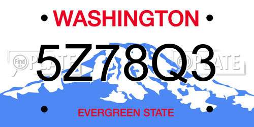 5Z78Q3 Washington License Plate