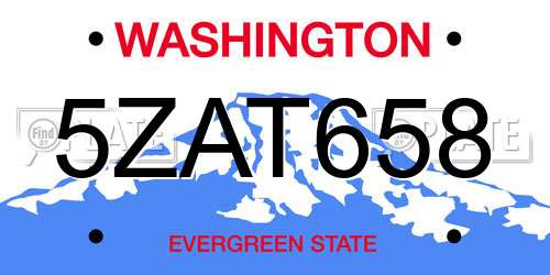 5ZAT658 Washington License Plate