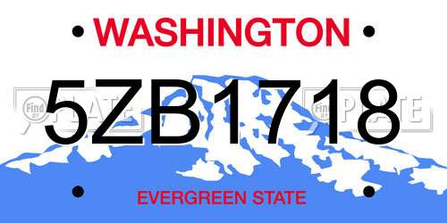 5ZB1718 Washington License Plate